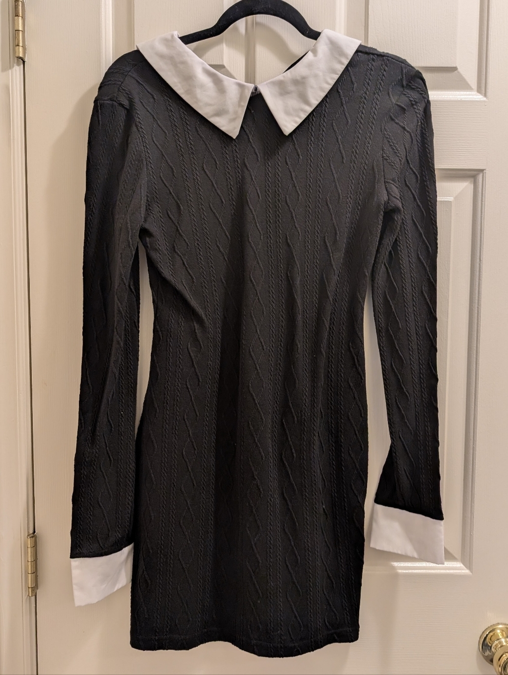 Black Collared Sweater Mini Dress Wednesday Adams Family Style